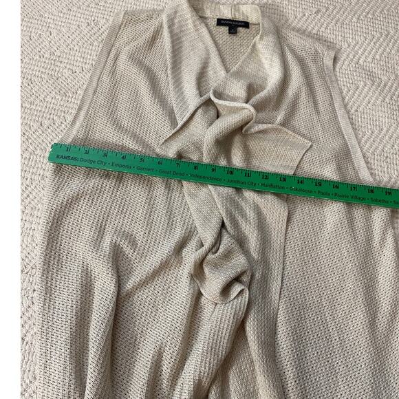 Banana Republic Long Open Sleeveless Small Biege Cardigan Sweater Cozy Classic - Picture 6 of 7